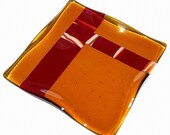 Amber and Red Fused Glass Dish