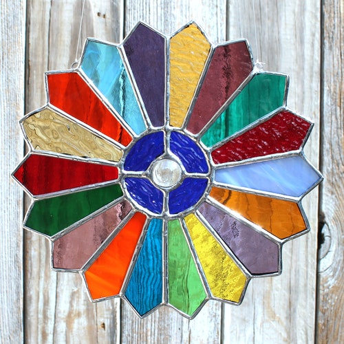 Art & Collectibles Stained Glass Suncatcher Multicolored Geometric