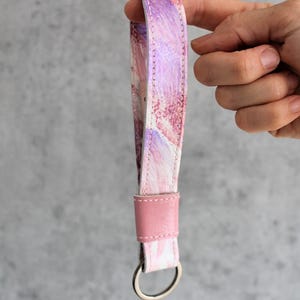 Pastel Colour Leather Key Loop . Pink and Light Purple Key Strap. One of a kind Accessory