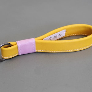 Yellow and Pink  Leather Key Loop . One of a kind Accessory