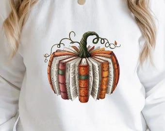 Fall Book Pumpkin Sweatshirt, Thanksgiving Book Reader Hoodie, Fall Bookish Hoodie, Pumpkin Book T-Shirt, Pumpkin Sweater, Fall Gift