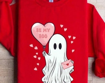 Be My Boo Sweatshirt, Ghost Sweater, Valentines Day Hoodie, XOXO Sweatshirt, Women Valentines Day Sweatshirt, Heart Sweatshirt
