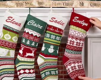 Monogrammed Knit Christmas Stocking: Personalized Scandinavian Decor