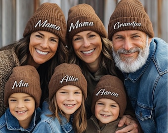2025 Personalized Family Matching Beanie, Personalized Embroidered Beanie, Monogram Custom Kids Winter Beanie, Baby Shower Gift