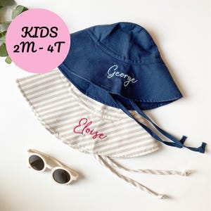 Personalized Baby Summer Matching Sun Hat, Personalized Embroidered Kids Summer Beach Hat, Monogram Custom Summer Hat, Baby Shower Gift