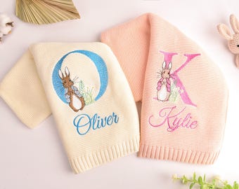 Bestickte Babydecke, weiche Baumwollstrickdecke, benutzerdefinierte Babydecke, Babypartygeschenk, Neugeborenendecke, Erinnerungsgeschenk für Baby