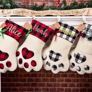 Medias navideñas personalizadas con bordado de pata de mascota 2026, decoración de punto, medias navideñas personalizadas, regalo navideño de granja para perro y gato