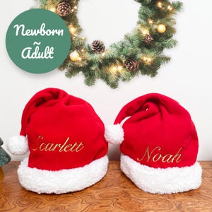 Chapéus de Natal bordados personalizados 2026, chapéus de inverno, chapéus de Papai Noel, chapéus de Natal com nome, presentes de Natal, presentes de chá de bebê, chapéus combinando com a família