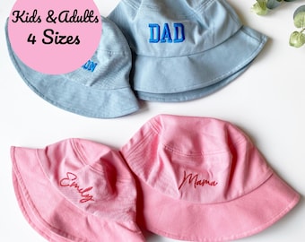 Personalized Summer Family Matching Bucket Hat, Personalized Embroidered Summer Sun Hat, Monogram Custom Kids Summer Hat, Baby Shower Gift