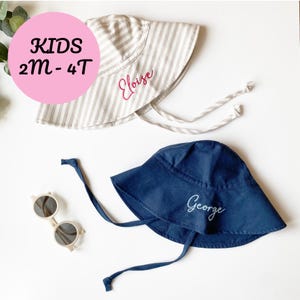 Personalized Baby Summer Matching Sun Hat, Personalized Embroidered Kids Summer Beach Hat, Monogram Custom Summer Hat, Baby Shower Gift