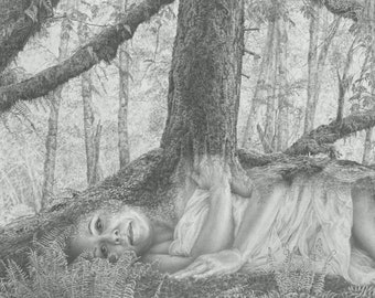 Earth Elemental: Divine Fodder,  giclee mystical fine art print and graphite drawing