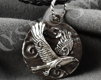 Collar de halcón, medallón de halcón, joyería de animales de plata esterlina, colgante de halcón con forma de animal espiritual