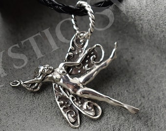 Bliss Fantasy Faerie Pendant, Sterling Silver Fairy Necklace,