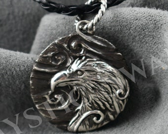 Collar de águila, medallón de águila, joyería de animales en plata esterlina, colgante de águila con espíritu animal