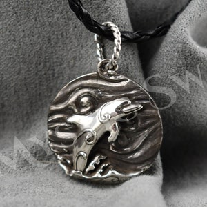 Dolphin Necklace, Playful Dolphin Medallion, Sterling Silver Animal Jewelry, Spirt Animal Dolphin Pendant