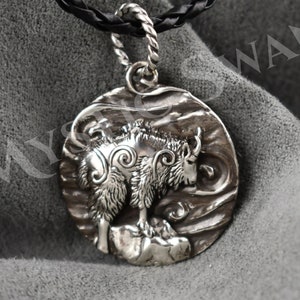 Mountain Goat Necklace, Mountain Goat Medallion, Sterling Silver Animal Jewelry,  Spirit Animal Mountain Goat Pendant