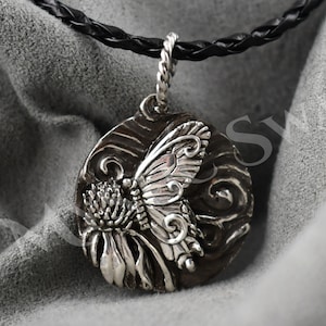 Butterfly Necklace, Butterfly Medallion, Sterling Silver Animal Jewelry, Spirit Animal Butterfly Pendant