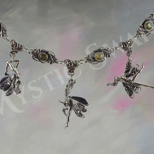 Three Frolicking Faeries With Labradorite Fantasy Necklace image 1