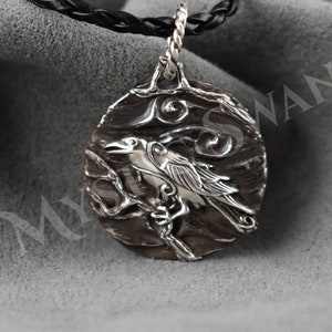 Spirit Raven Fantasy-hanger met buisbeugel in sterlingzilver