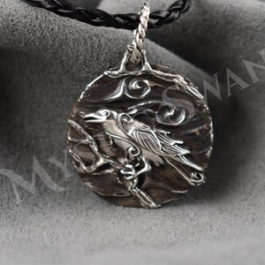 Spirit Raven Fantasy Pendant with Tube Bail in Sterling Silver