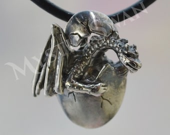 Dragon Necklace, Sterling Silver Fantasy Jewelry, Dimensional Dragon Hatchling Pendant