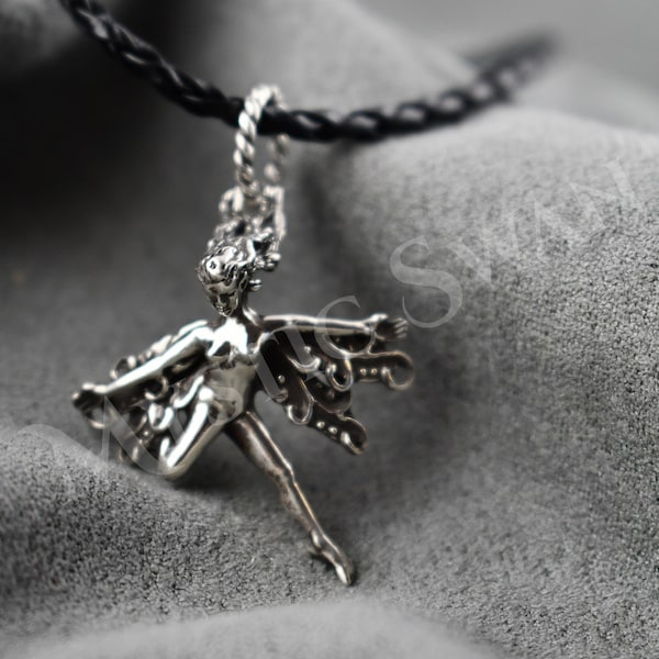 Spirit Fantasy Faerie Pendant, Sterling Silver Fairy Necklace, Artisans Jewelry