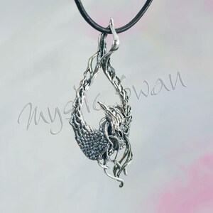 Mystical Fantasy Phoenix Pendant in Sterling Silver image 3