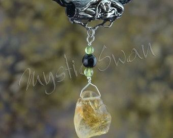 Faerie Tube Bail with Citrine, Peridot and Black Onyx