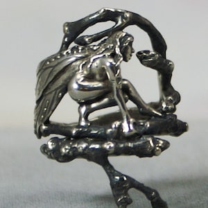 Faeries of the Wood Fantasy Ring in Sterling Silver