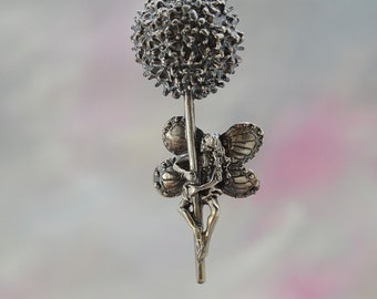 Sterling Silber Feen Anhänger, Alium Flower Faerie