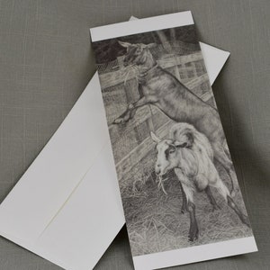 Framable Notecards, Geit Tekening "Ondeugende Bedoelingen", Boerderij dieren Prints, Fine Art Graphite Tekeningen,
