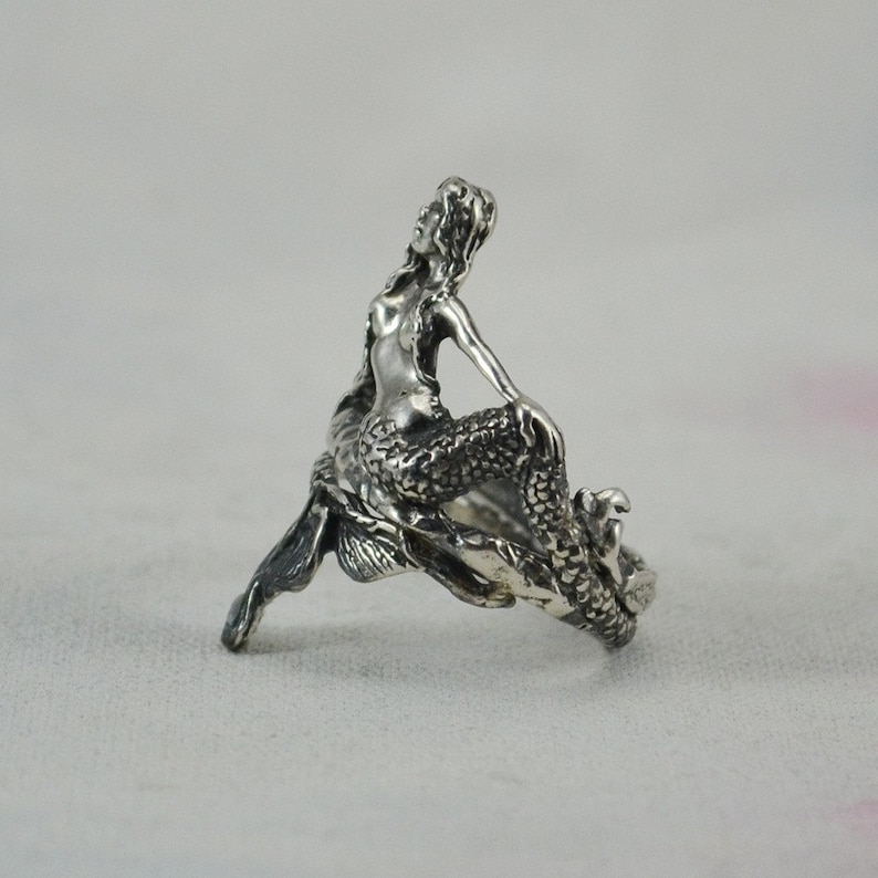 Mermaid Ring in Sterling Silver Magical Fantasy Jewelry Etsy
