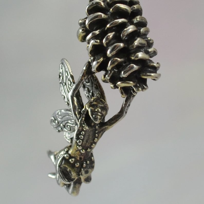 Pinecone Faerie Pendant in Sterling Silver image 3