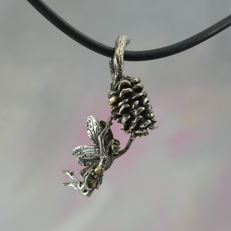 Pinecone Faerie Pendant in Sterling Silver image 1