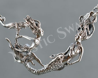 Mermaid & Child "Follow Me" Necklace in Sterling Silver