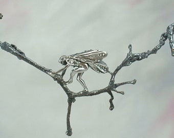 Fantasy Jewelry "Faeries of the Wood" Necklace in Sterling Silver