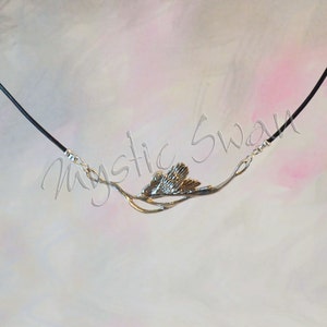 Schwan Halskette, Sterling Silber Tier Schmuck, Fantasy Schwan Halskette mit befestigten schwarzen Schnur