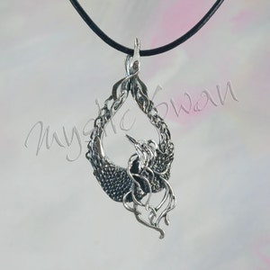 Mystical Fantasy Phoenix Pendant in Sterling Silver image 1