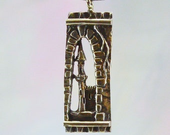 Medieval Castle Fantasy Pendant in Sterling Silver
