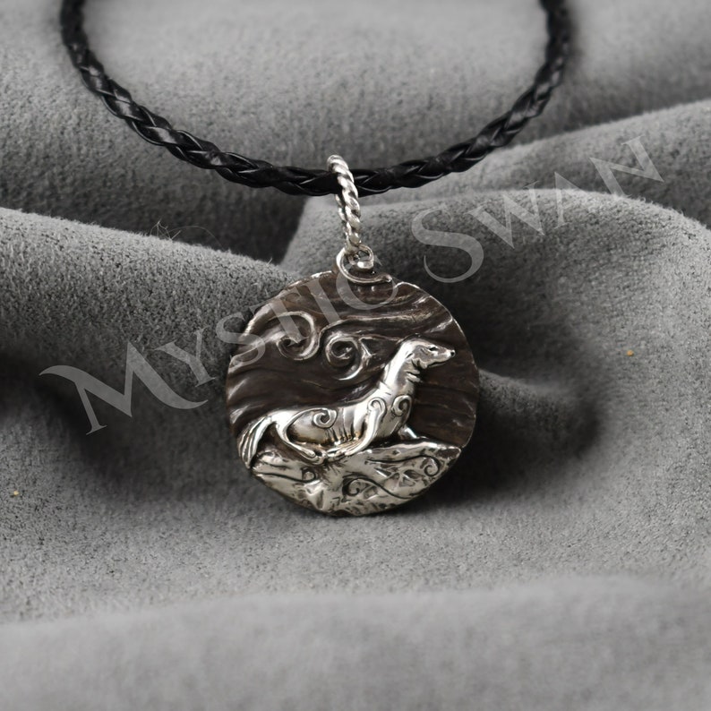 Seal Necklace, Seal Medallion, Sterling Silver Animal Jewelry, Spirit Animal Sea Lion Pendant Jump Ring Only