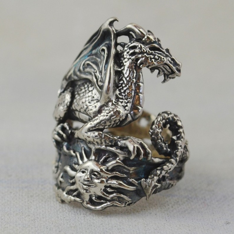 Celestial Dragon Ring Sterling Silver Fantasy Jewelry - Etsy Canada