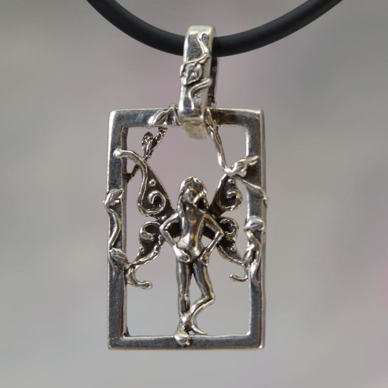 Faerie Imp Fantasy Jewelry Pendant in Sterling Silver image 1