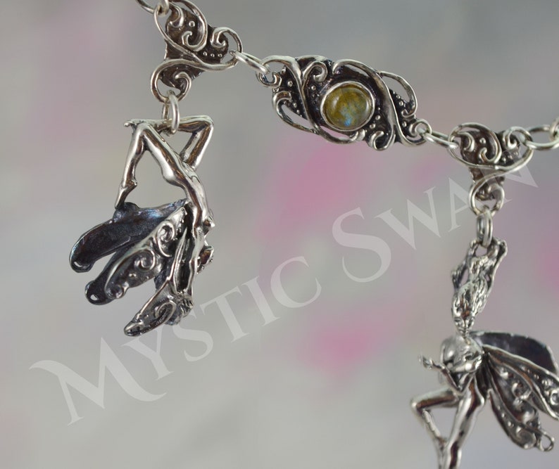 Three Frolicking Faeries With Labradorite Fantasy Necklace image 6