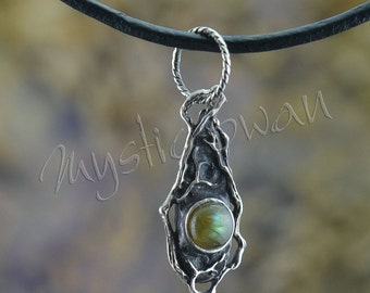 Woodland Themed Teardrop Shaped Pendant with Labradorite Stone