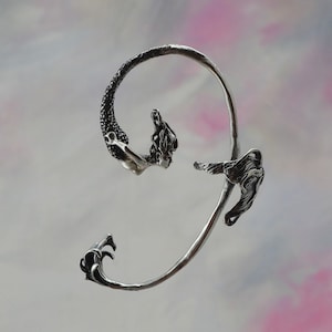 Sterling Silver Mermaid Ear Wrap, Magical Fantasy Jewelry image 1