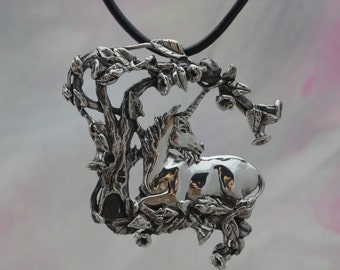 Magical Fantasy Jewelry Unicorn Pendant in Sterling Silver