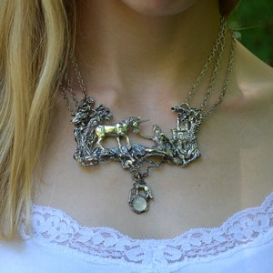 Unicorn and Maiden Fantasy Jewelry Necklace in Sterling Silver image 5