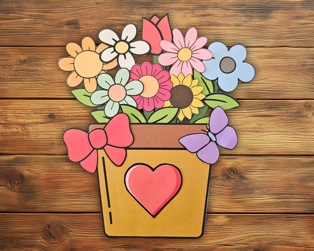 Spring Flower Pot Craft Printable Mother's Day Color Cut and Paste Kids ...