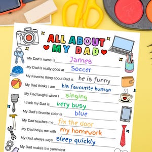Father's Day Printable Questionnaire: All About My Dad Coloring Page image 3
