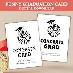 Carte drôle de remise des diplômes imprimable, carte drôle félicitations pour diplômé, carte de fête de remise des diplômes pizza 2025, cartes drôles de remise des diplômes, cadeaux uniques de remise des diplômes